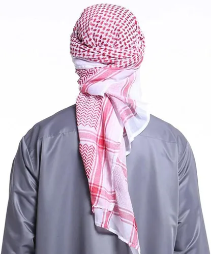 Miniatura 4 de Bydezcon Pañuelo para la cabeza grande árabe Shemagh para hombre, chal del desierto Keffiyeh con estampado árabe, bufanda para el cuello, pañuelo