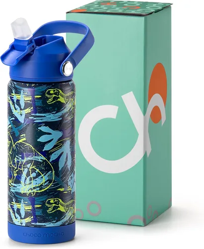 Miniatura 21 de Botella de Agua Choco Mocha para Niños para la Escuela, Botella de Agua Aislada para Niños de Acero Inoxidable para Niños, 14 Oz Camión Monstruo