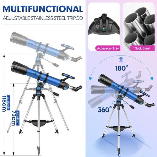 Miniatura 5 de Telescopio, Telescopio para Adultos de Alta Potencia, Telescopio Refractor Profesional de 90mm de Apertura y 800mm para Adultos Principiantes