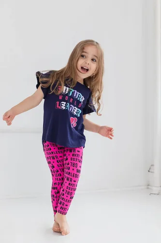 Miniatura 2 de Barbie Conjunto de camiseta y leggings con estampado de volantes, conjunto clásico a juego para niñas