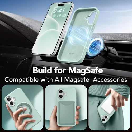 Miniatura 327 de GONEZ Funda de silicona para iPhone 15 Pro Max, compatible con Magsafe, protector de cámara + protector de pantalla, forro de microfibra suave