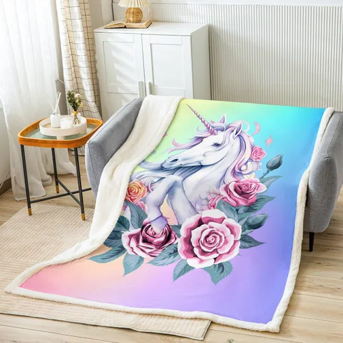 Miniatura 25 de Feelyou Butterfly Throw Blanket Butterflies Print Soft Fleece Sherpa Cozy Fuzzy Plush Warm Glitter Colorful Fuzzy Plush Throw Animal 40"x50" for Bed