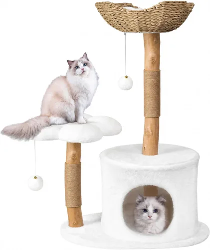 Miniatura 8 de Easyego Árbol de Gato Moderno, Torre de Árbol de Gato de Madera Estética para Gatos Grandes, Condominio de Lujo para Gatos con Postes para Rascar