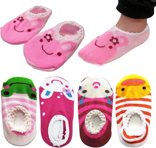Miniatura 5 de CXP Good Goods Baby Girls' Anti Slip Skid Socks Baby Walker Toddler Cute Stripes Boat Socks for 6-18 Months (5 Pairs)