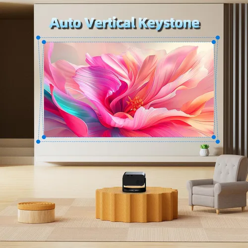 Miniatura 5 de Proyector con WiFi y Bluetooth, proyector portátil de película 4K, soporte HD 1080P, soporte ajustable de 360°, enfoque eléctrico y corrección