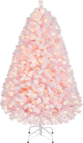 Miniatura 21 de Yaheetech Árbol de Navidad artificial preiluminado de 4.5 pies con luces incandescentes de color blanco cálido, árbol de Navidad con 340 puntas