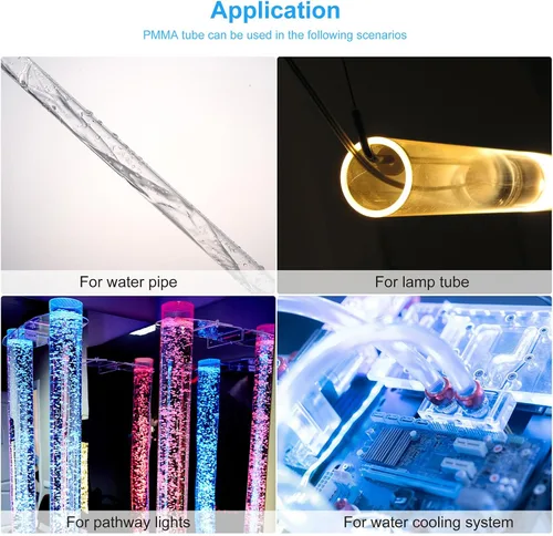 Miniatura 6 de MECCANIXITY Tubo acrílico transparente rígido redondo tubo 0.472 in (1/2") ID 15mm (0.6") OD 10" para lámparas y linternas, sistema de refrigeración
