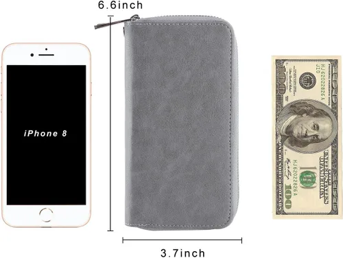 Miniatura 6 de HAWEE Cartera de teléfono celular para mujer con doble cremallera y correa de muñeca extraíble