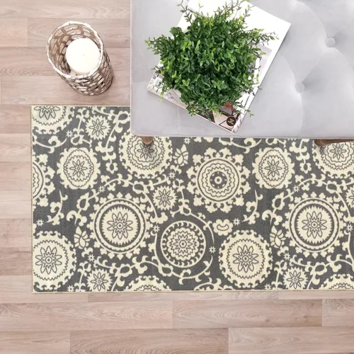 Miniatura 2 de Kapaqua Alfombra antideslizante de tamaño personalizado, color marrón, dorado, beige, con parte trasera de goma, para pasillo, 22 pulgadas de ancho