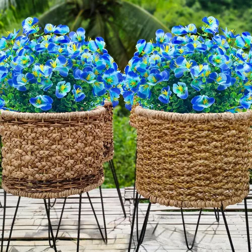 Miniatura 6 de 8 paquetes de flores artificiales para exteriores, resistentes a los rayos UV, flores de plástico sintético para exteriores, patio, jardín, porche