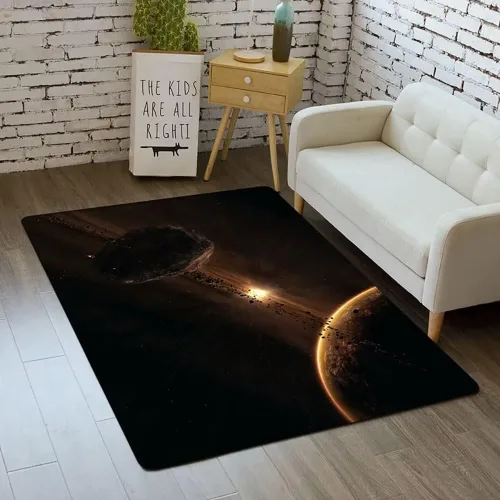 Miniatura 17 de Alfombra de espacio exterior para habitación de niños, 3 x 5 pies, alfombra Galaxy para dormitorio de niños, suave, antideslizante, sistema solar