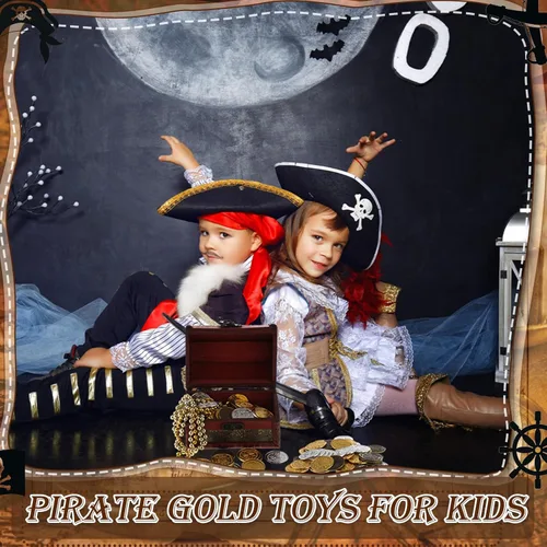 Miniatura 3 de Hanaive 50 Piezas Monedas de Metal del Tesoro Monedas Piratas de Metal Monedas de Oro Falsas Fichas de Juego Doblón Español Fichas del Tesoro