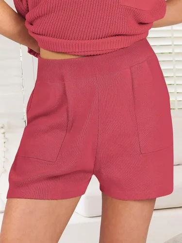 Miniatura 6 de ANRABESS Conjunto de dos piezas para mujer, suéter corto, suéter y pantalones cortos, conjunto de ropa de descanso
