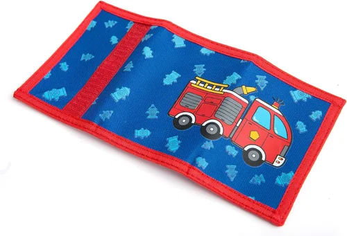 Miniatura 5 de AI-DEE RFID Trifold lona al aire libre de la historieta de la cartera para los niñosdelgado bolsillo frontal cartera con cremallera, Fire Engine