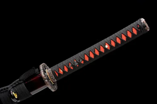 Miniatura 6 de Espada Katana Tradicional Forjada a Mano con Templado de Calor/Arcilla Verdaderas Katanas de Acero al Carbono 1060/1095 T10, Afilar, Espiga