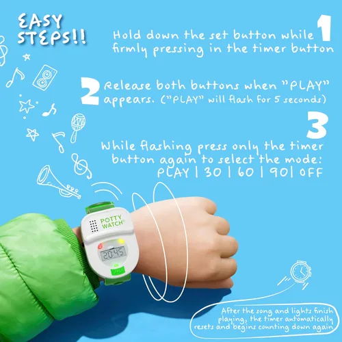 Miniatura 3 de Reloj recordatorio de hora para ir al baño para niños, talla única , Azul