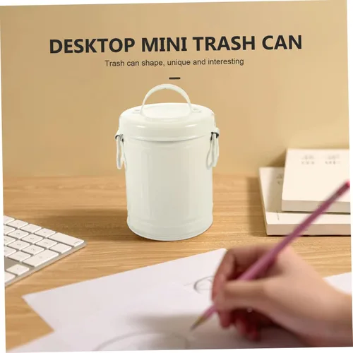 Miniatura 3 de Basurero de escritorio pequeño de escritorio, cubo de almacenamiento para artículos diversos, soporte para brochas de maquillaje, cubos pequeños