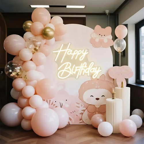 Miniatura 2 de Letreros de neón de feliz cumpleaños para decoración de fiesta, luz LED de neón regulable para decoración de pared, letreros LED de feliz cumpleaños