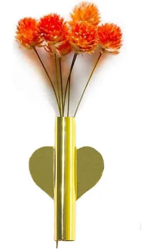 Tubo de flores montado en la pared para exhibición de flores, soporte de decoración de jarrón de metal de pared (dorado, 1)