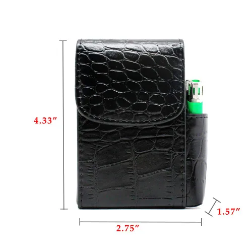 Miniatura 6 de Boshiho Caja de cigarrillos de cuero PU con encendedor titular bolsa de tabaco el mejor regalo para hombres mujeres (negro)