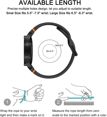 Miniatura 3 de Paquete de 8 correas delgadas compatibles con Samsung Galaxy Watch 4/5/6/7 de 1.575 pulgadas, 1.732 pulgadas, Active 2 de 1.575 pulgadas, 1.732 8