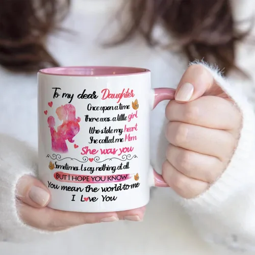 Miniatura 2 de Fatbaby Taza de café con texto en inglés "To My Dear Daughter", regalo para el día de San Valentín y cumpleaños, regalo para la mejor hija de mamá
