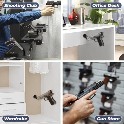 Miniatura 6 de Soporte oculto para pistola de 90/45 grados, para almacenamiento en interiores, montaje en pared y múltiples superficies