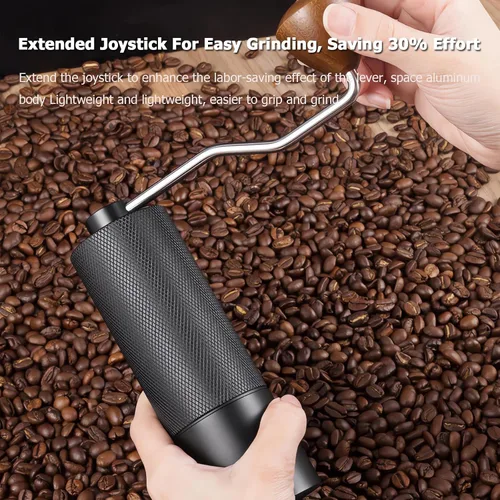 Miniatura 8 de Molinillo de café manual con sistema de doble rodamiento, molinillo de café manual de capacidad de 0.88 oz, molinillo de café manual de acero