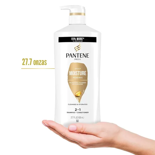 Miniatura 5 de Pantene Champú y acondicionador 2 en 1, renovación diaria de la humedad, nutrientes Pro-V para cabello seco, tratado con color, lacio a rizado
