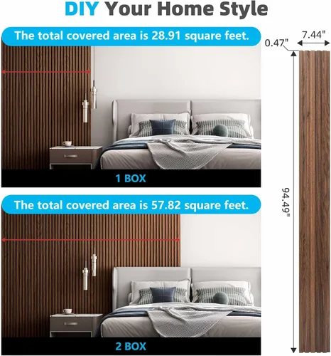 Miniatura 6 de Art3d Paneles de listones de madera de 6 piezas para decoración interior elegante y decoración de techo, panel texturizado 3D de MDF para techo