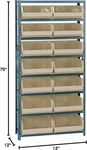 Miniatura 533 de Quantum QSBU-245BK Heavy Duty Shelving Unit with (7) Shelves and (24) QUS245 Black Bins for Garage Warehouse Storage Distribution 400 lb Load