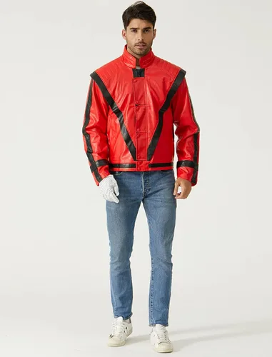 Miniatura 4 de Chaqueta de piel roja y negra para cosplay