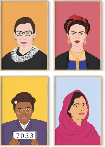 Miniatura 10 de HAUS AND HUES Juego de 4 pósteres inspiradores feministas para habitación de adolescentes y niñas, impresiones artísticas y decoración para mujeres