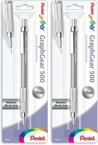 Miniatura 2 de Pentel Arts GraphGear 500 - Lápiz de dibujo premium, 0.035 in, barril gris, paquete de 1 (PG529NPABP)