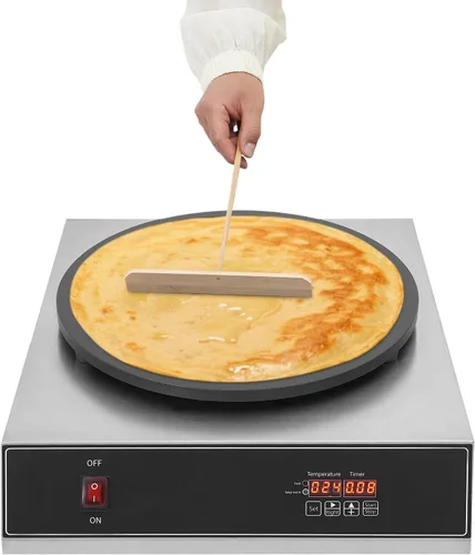 Máquina eléctrica para hacer crepes comercial, para hacer panqueques grandes, plancha, placa plana, sartén para crepes, cereales, estufa para 1650 W