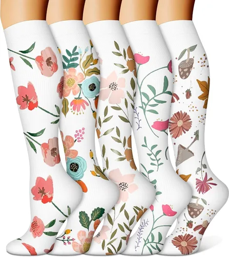 Miniatura 26 de FEYHAY Calcetines de compresión de cobre (5 pares) de 15-20 mmHg, la circulación es la mejor atlética y diaria para hombres y mujeres, correr
