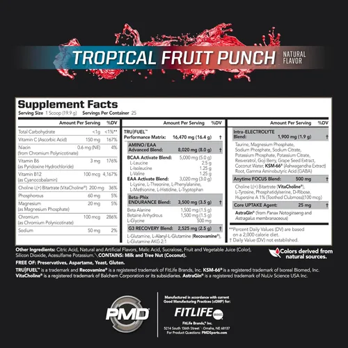 Miniatura 2 de PMD Sports Core Fuel Resistance, Performance & Recovery - BCAAs, EAA, betalanina, betaína anhidra, glutamina, electrolitos - crecimiento muscular
