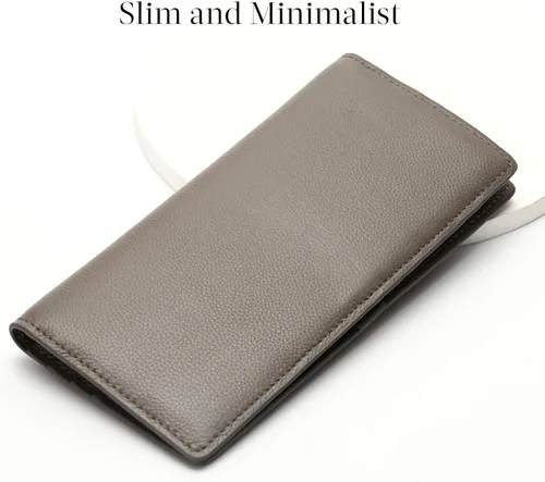Miniatura 2 de Bveyzi Billeteras de cuero ultrafino con bloqueo RFID para tarjetas de crédito, billetera plegable para mujer