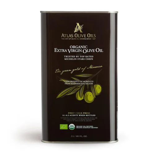 Atlas 3 LT Aceite de oliva virgen extra orgánico prensado en frío con polifenoles de Marruecos | Recién cosechado sin procesar de una sola granja