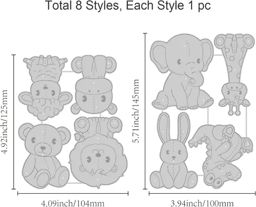Miniatura 6 de GLOBLELAND Troqueles de corte de metal para animales, conejo, jirafa, zoológico, león, oveja, troqueles de animales del zoológico, oso, hipopótamo