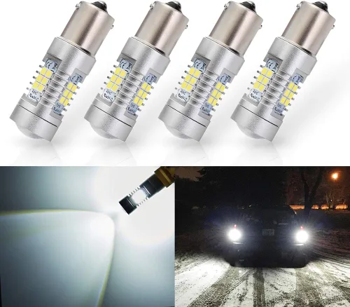 Miniatura 8 de Antline Focos LED extremadamente brillantes 1156 1141 1003 7506 BA15S 21-SMD 2835 chipsets 1260 lúmenes, bombilla de repuesto de color ámbar