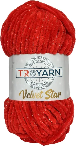 Miniatura 26 de Troyarn Velvet Star (Paquete de 3 Madejas) - Ovillo de felpilla con purpurina plateada para manta de bebé, hilo amigurumi, para ganchillo y tejer