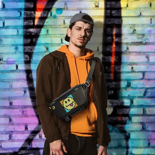 Miniatura 6 de Divoom Mochila bandolera con pantalla LED, mochila cruzada impermeable para el hombro, mochila de viaje para hombres y mujeres