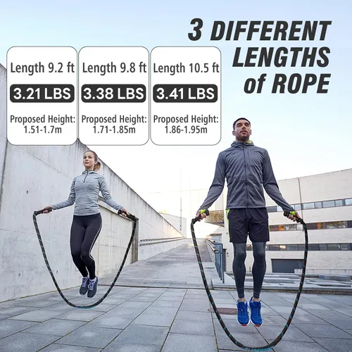 Miniatura 5 de Supertrip Cuerda de saltar con peso mejorada para fitness, hombres y mujeres, asas giratorias de segunda generación, 3.21 libras, 3.38 libras, 3.41