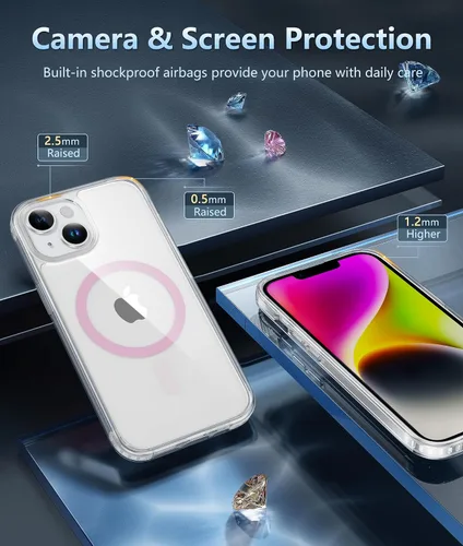 Miniatura 665 de FNTCASE Funda para iPhone 13 Pro-Max: Fundas magnéticas transparentes compatibles con Magsafe Slim anti amarillamiento protección contra caídas