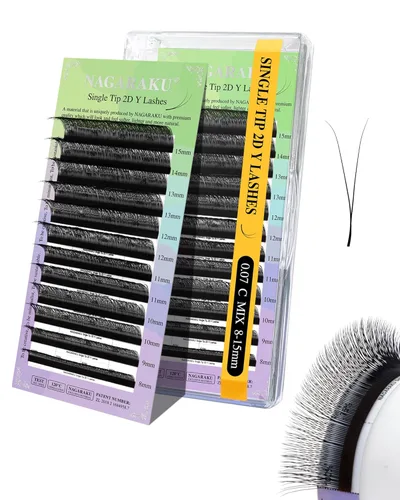 Miniatura 138 de Suministros de extensiones de pestañas NAGARAKU yy, pestañas falsas 0.05mm rizado D, bandeja mixta 8-12mm, prefabricadas 4D, abanico fácil, volumen