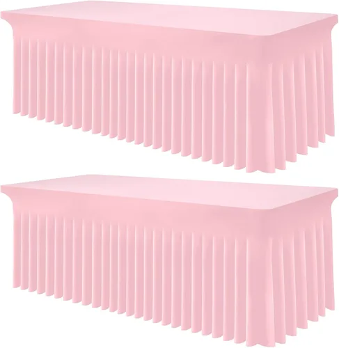 Miniatura 46 de Smiry Mantel de Spandex, Mantel Elástico Ajustable Extensible para Mesas Rectangulares de 6 Pies, Falda Cubierta de Mesa Impermeable y Lavable
