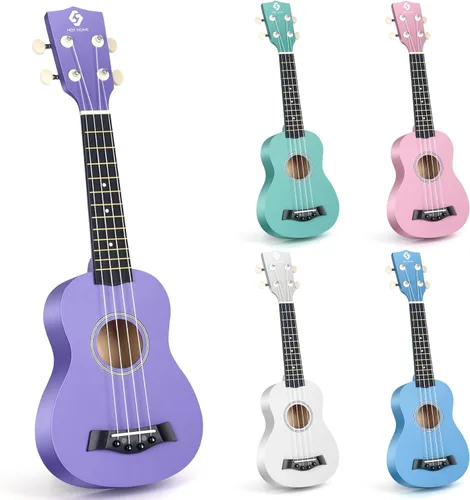 Miniatura 13 de Paquete de ukelele soprano para principiantes, kit de iniciación de ukeleles de tilo de 21 pulgadas para niños con bolsa de concierto, sintonizador