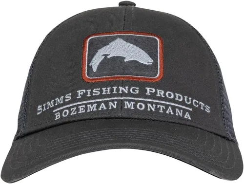 Simms Trout Icon Trucker Hat Carbono