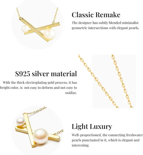 Miniatura 4 de IDOKAWA Pearl Pendant Necklace for Women, Freshwater Cultured White Pearl, Sterling Silver, Adjustable Length, Minimalist Jewelry Gift for Girls